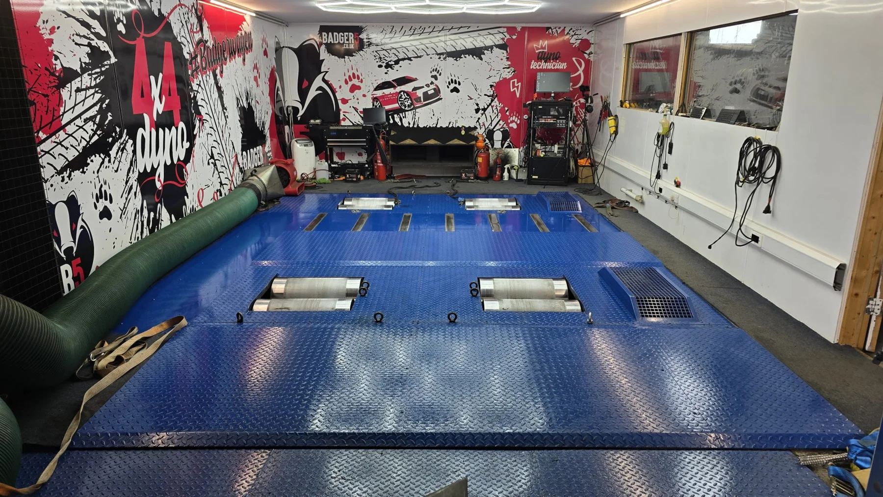 Four-wheel-drive rollers inside Badger5’s purpose-built dyno cell